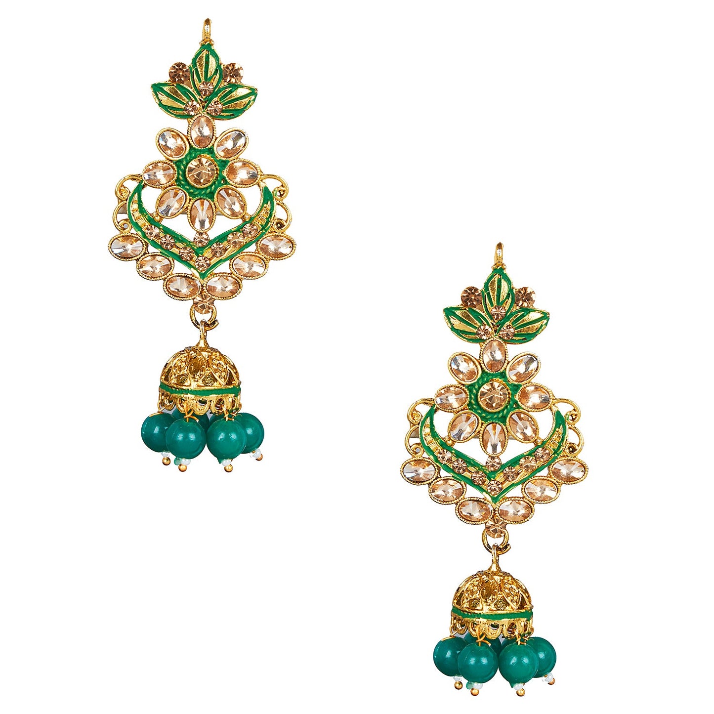 Shining Jewel 18K Antique Gold Plated One Gram Bridal Jewellery Combo Necklace Set with Tikka and Earrings for Women (SJ_2883_G)