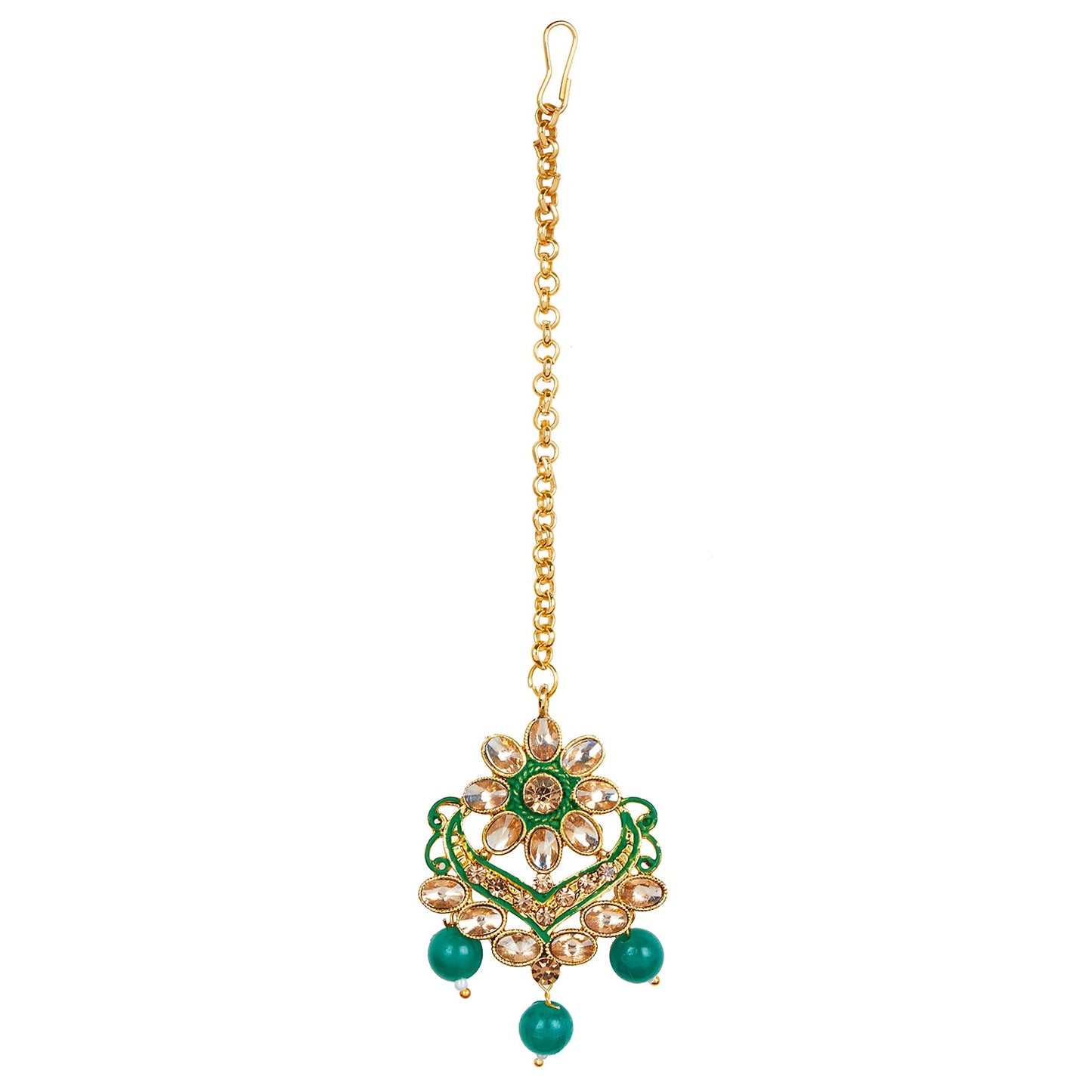 Shining Jewel 18K Antique Gold Plated One Gram Bridal Jewellery Combo Necklace Set with Tikka and Earrings for Women (SJ_2883_G)