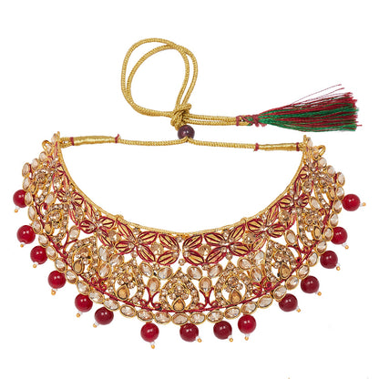 Shining Jewel 18K Antique Gold Plated One Gram Bridal Jewellery Combo Necklace Set with Tikka and Earrings for Women (SJ_2883_M)
