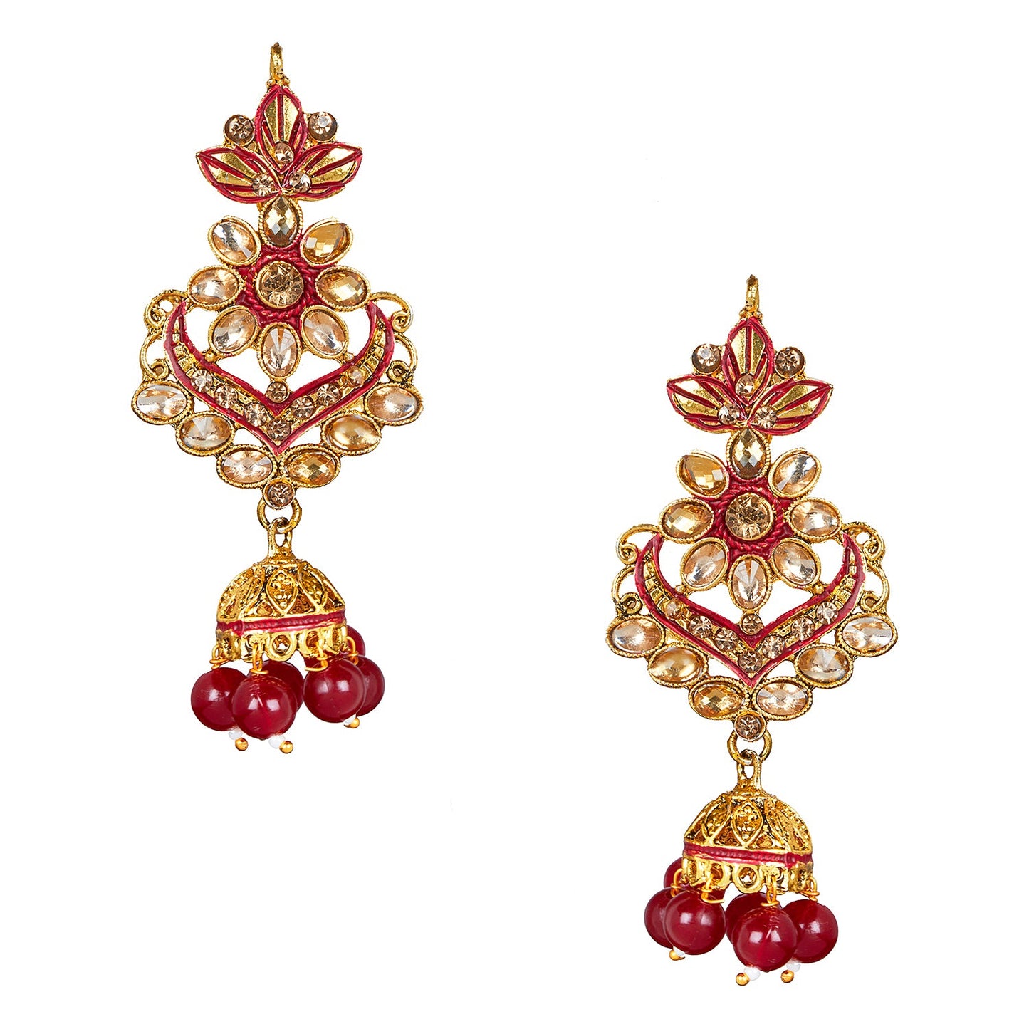 Shining Jewel 18K Antique Gold Plated One Gram Bridal Jewellery Combo Necklace Set with Tikka and Earrings for Women (SJ_2883_M)