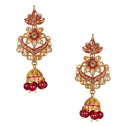 Shining Jewel 18K Antique Gold Plated One Gram Bridal Jewellery Combo Necklace Set with Tikka and Earrings for Women (SJ_2883_M)