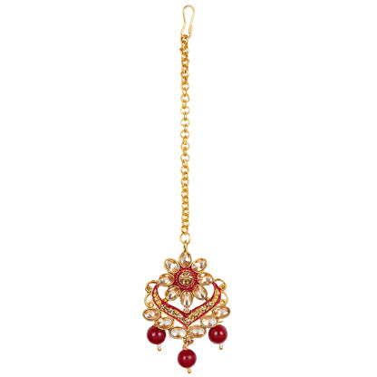 Shining Jewel 18K Antique Gold Plated One Gram Bridal Jewellery Combo Necklace Set with Tikka and Earrings for Women (SJ_2883_M)