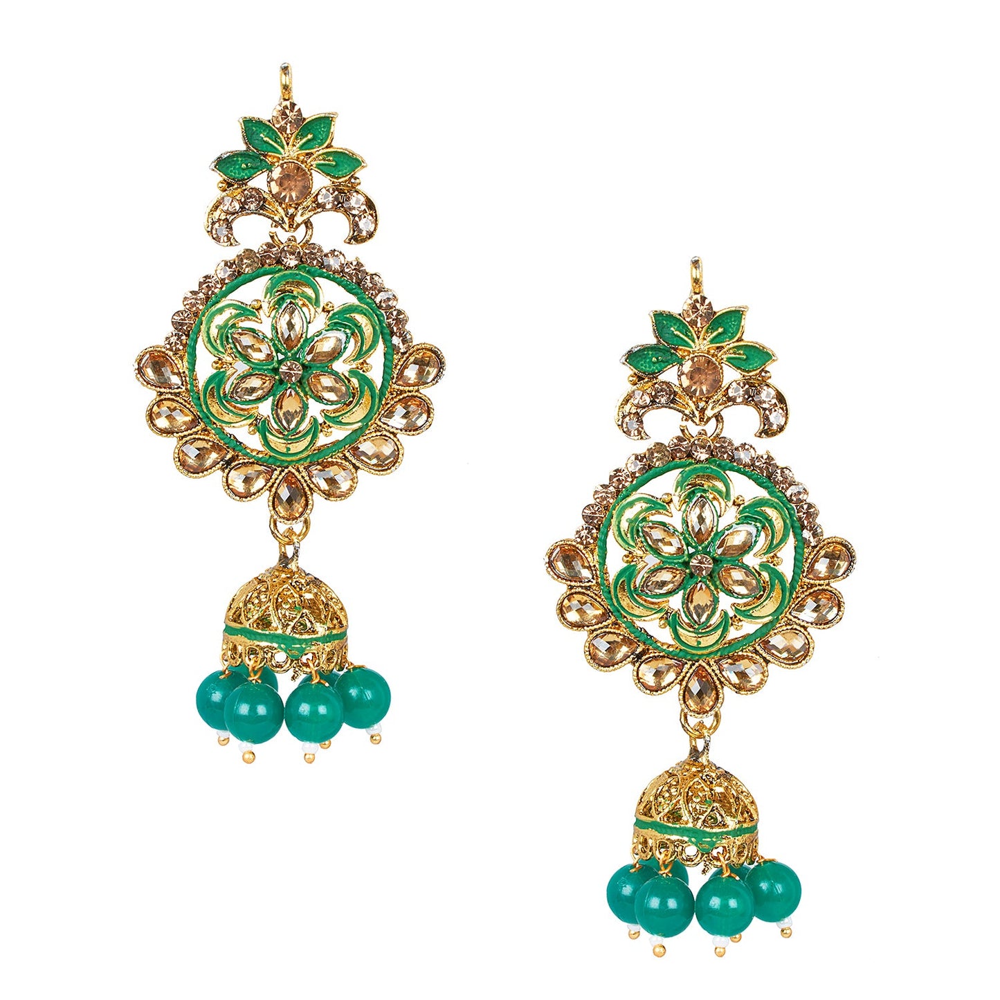 Shining Jewel 18K Antique Gold Plated One Gram Bridal Jewellery Combo Necklace Set with Tikka and Earrings for Women (SJ_2884_G)