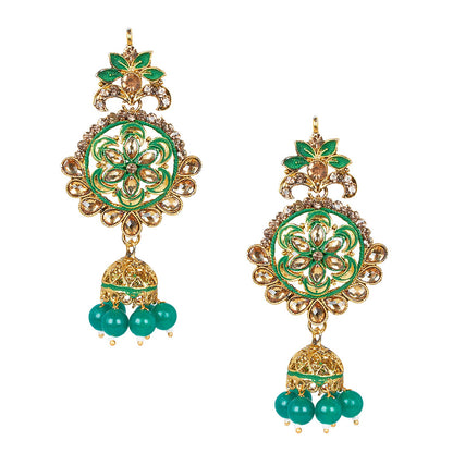 Shining Jewel 18K Antique Gold Plated One Gram Bridal Jewellery Combo Necklace Set with Tikka and Earrings for Women (SJ_2884_G)