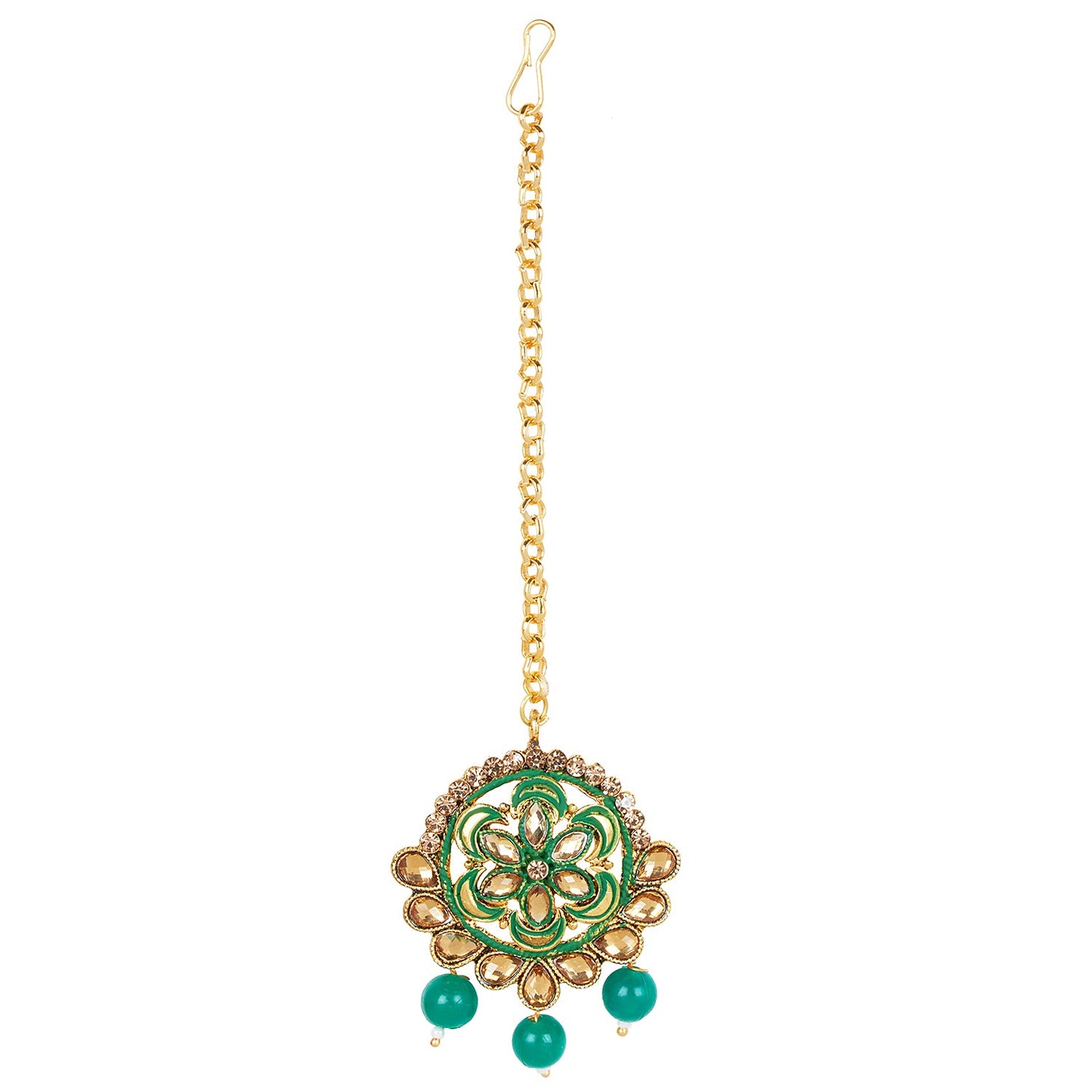 Shining Jewel 18K Antique Gold Plated One Gram Bridal Jewellery Combo Necklace Set with Tikka and Earrings for Women (SJ_2884_G)