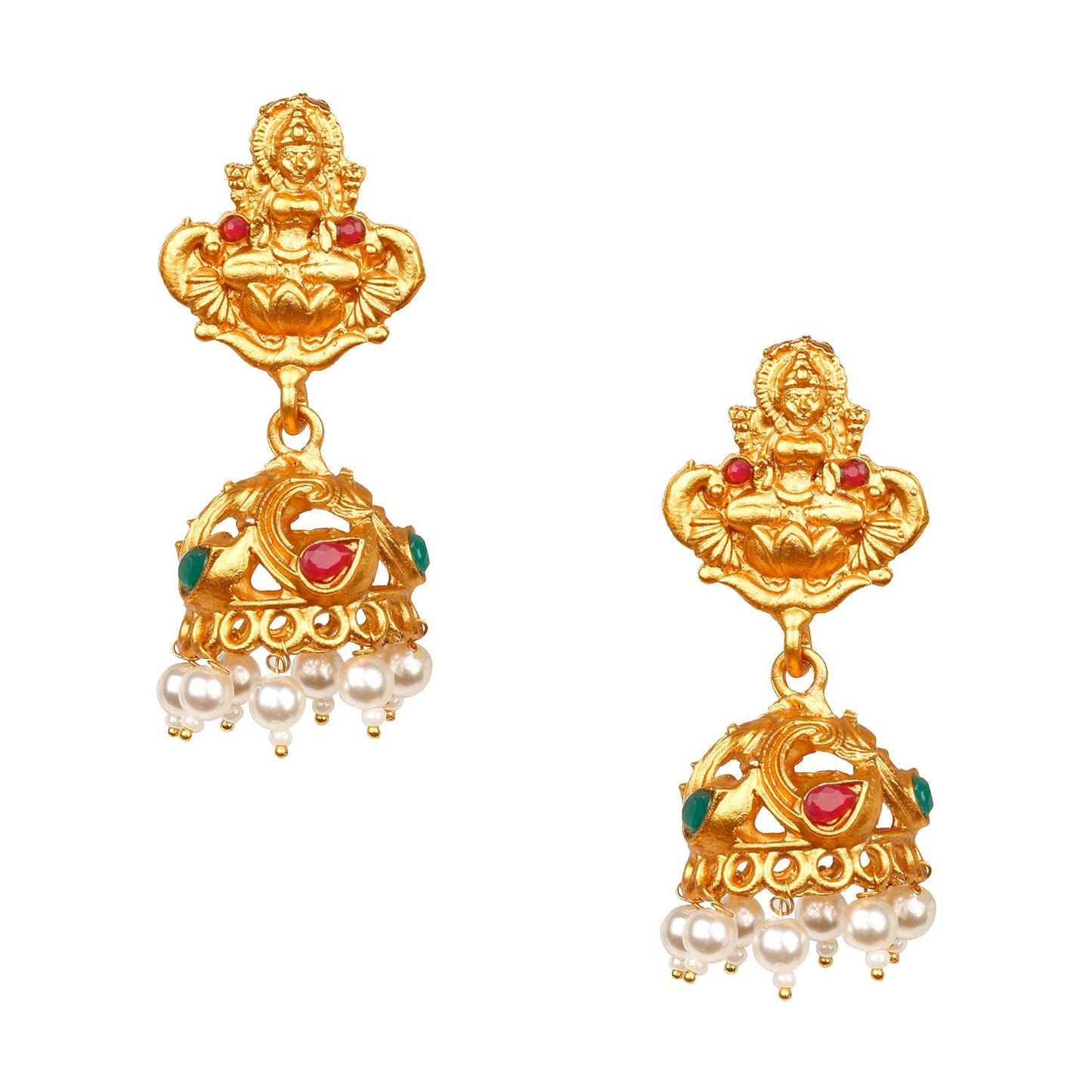 Handcrafted 18K Antique Gold Plated Godess Lakshmi Temple Jewellery Necklace With Matching Earring For Women (SJ_2901)