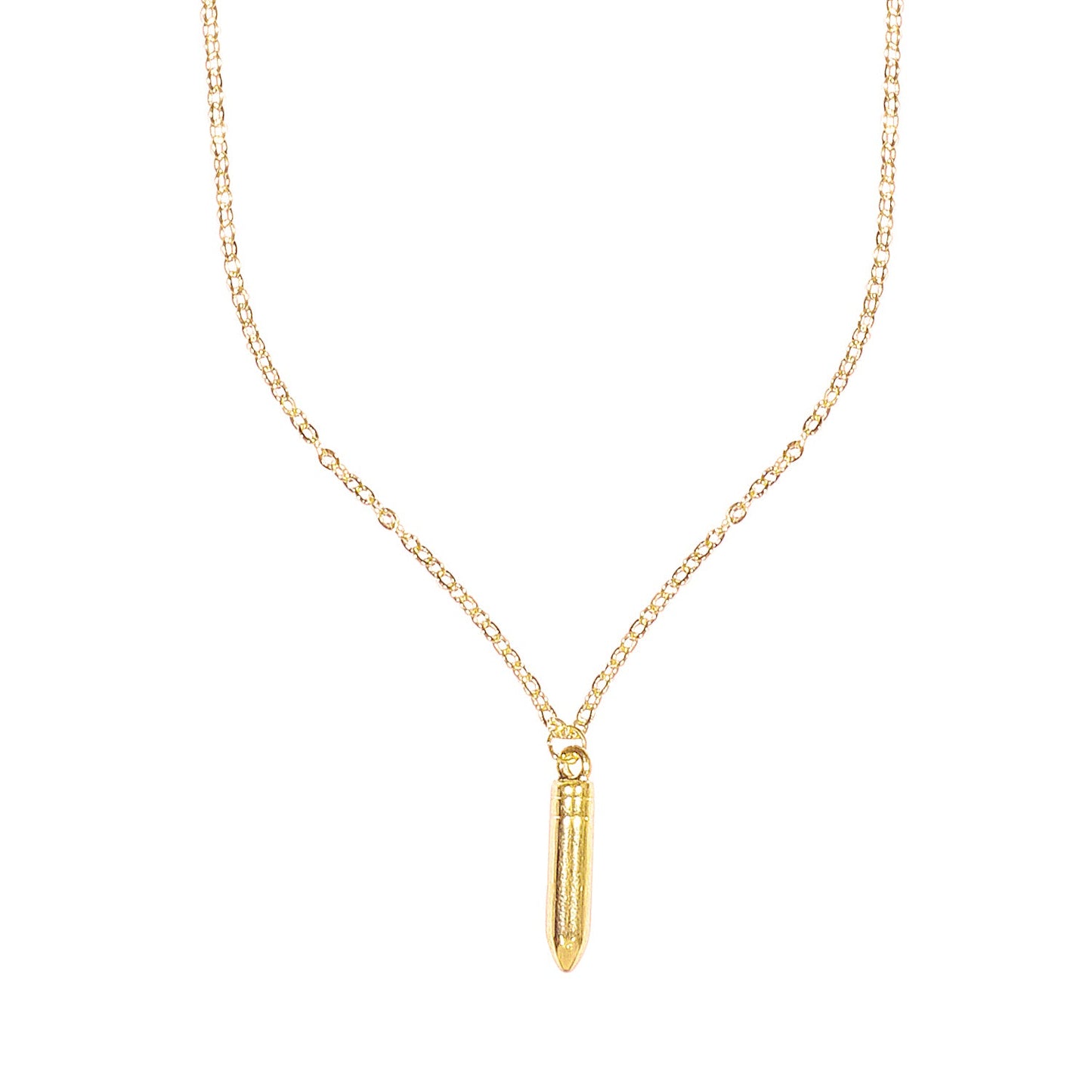 Gold Plated Fashionable Designer Stylish Bullet Pendant with Chain for Women & Girls (SJ_2903)