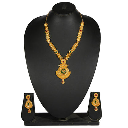 Shining Jewel Traditional Gold Plated Designer Stylish Traditional Long Bridal Jewellery Necklace Set for Women (SJ_2951)