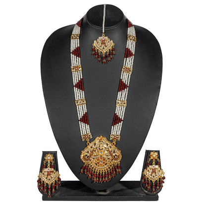 Shining Jewel Traditional Gold Plated Designer Stylish Traditional Long Bridal Jewellery Necklace Set for Women (SJ_2954)