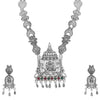 Shining Jewel Traditional Antique Silver Plated Godess Lakshmi Temple Jewellery Designer Stylish Traditional Long Bridal Jewellery Necklace Set for Women (SJ_2965)