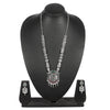 Shining Jewel Traditional Antique Silver Plated Lord Krishna Temple Jewellery Designer Stylish Traditional Long Bridal Jewellery Necklace Set for Women (SJ_2968)