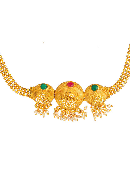 Shining Jewel Designer Gold Plated Stylish Traditional Ethnic Thushi Choker Necklace Jewellery Set for Women (SJ_2981)