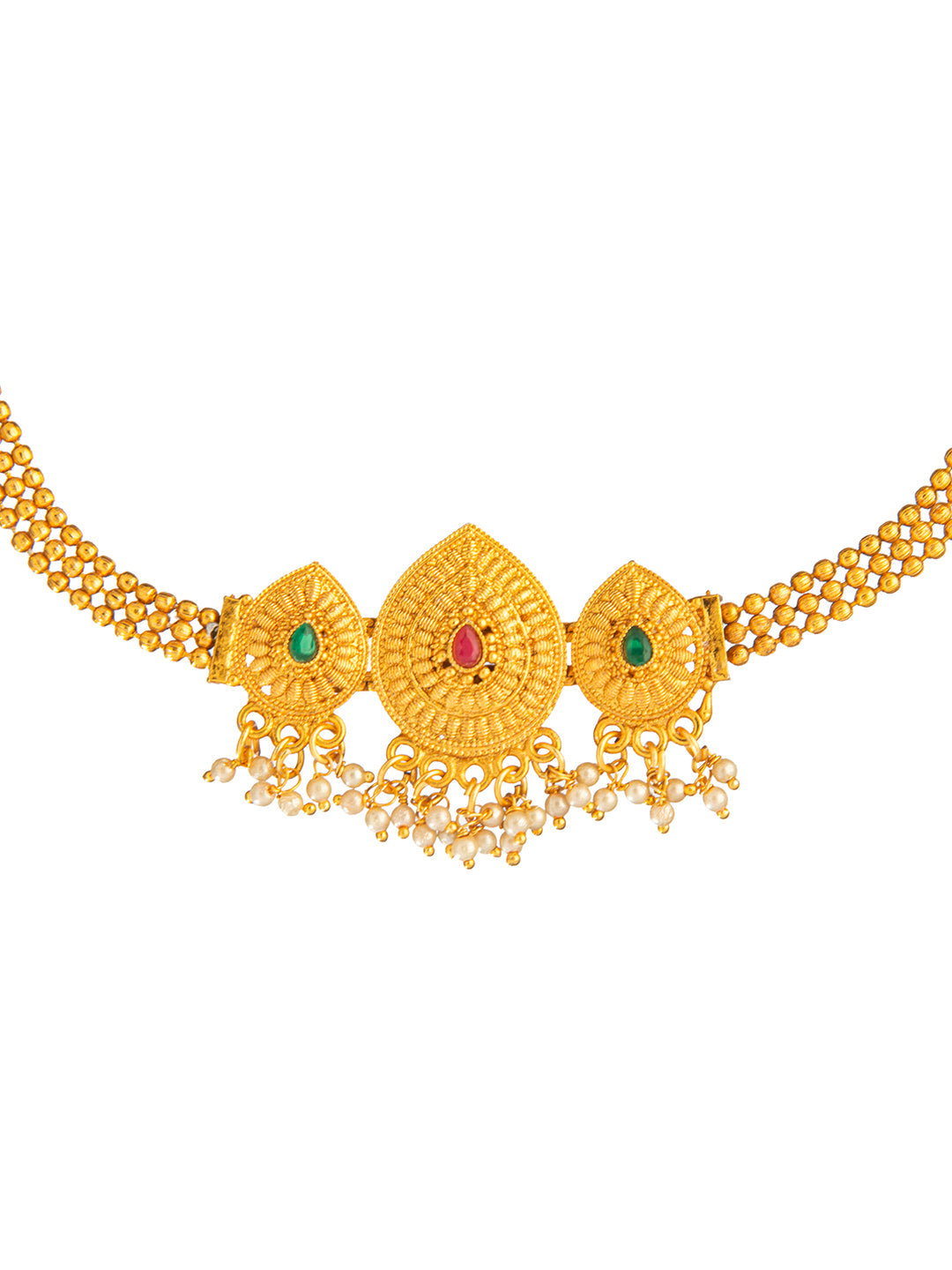 Shining Jewel Designer Gold Plated Stylish Traditional Ethnic Thushi Choker Necklace Jewellery Set for Women (SJ_2982)