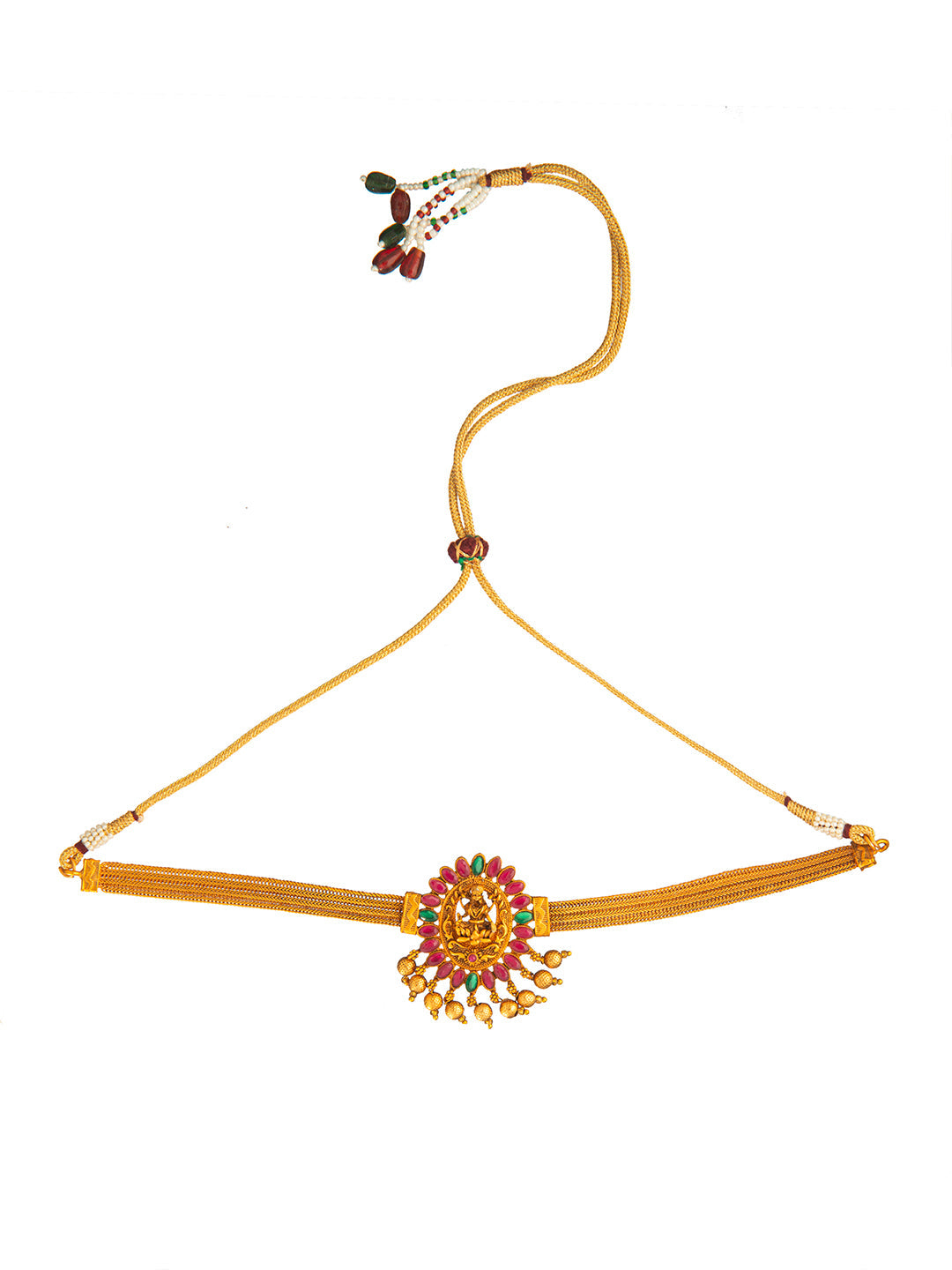 Shining Jewel Designer Gold Plated Godess Lakshmi Stylish Traditional Ethnic Thushi Choker Necklace Jewellery Set for Women (SJ_2983)