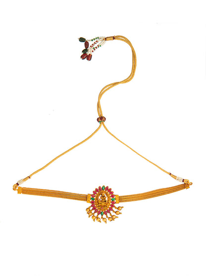 Shining Jewel Designer Gold Plated Godess Lakshmi Stylish Traditional Ethnic Thushi Choker Necklace Jewellery Set for Women (SJ_2983)