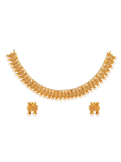 Shining Jewel Antique Gold Plated Traditional Coin Jewellery Necklace Set For Girls & Women (SJ_2984)
