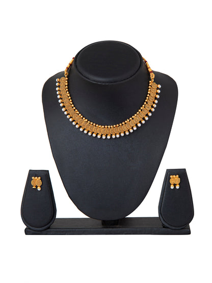 Shining Jewel Antique Gold Plated Traditional Coin Jewellery Necklace Set For Girls & Women (SJ_2984)