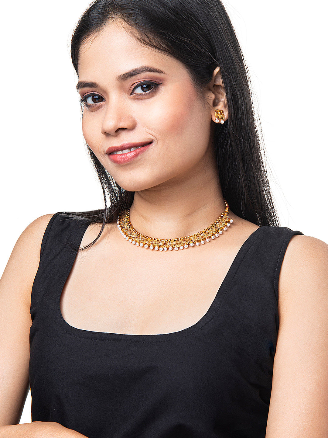 Shining Jewel Antique Gold Plated Traditional Coin Jewellery Necklace Set For Girls & Women (SJ_2984)