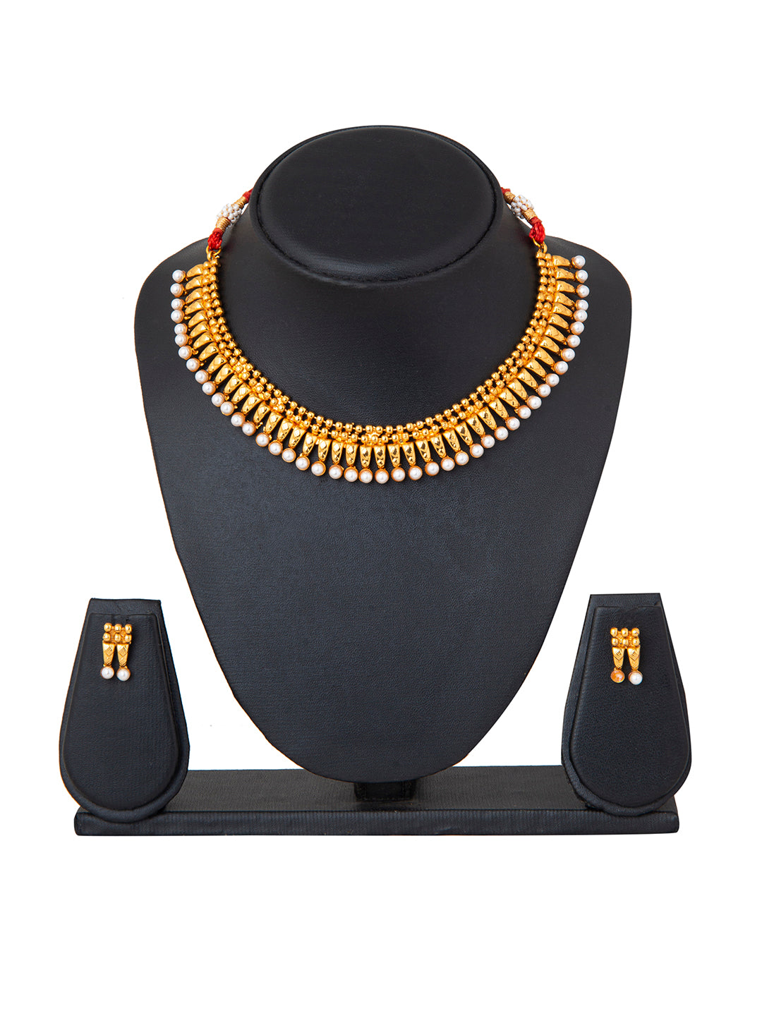 Shining Jewel Antique Gold Plated Classic Traditional Jewellery Necklace Set For Girls & Women (SJ_2985)