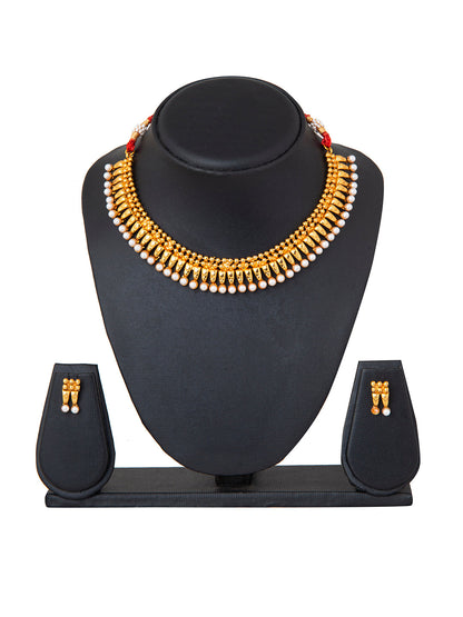 Shining Jewel Antique Gold Plated Classic Traditional Jewellery Necklace Set For Girls & Women (SJ_2985)
