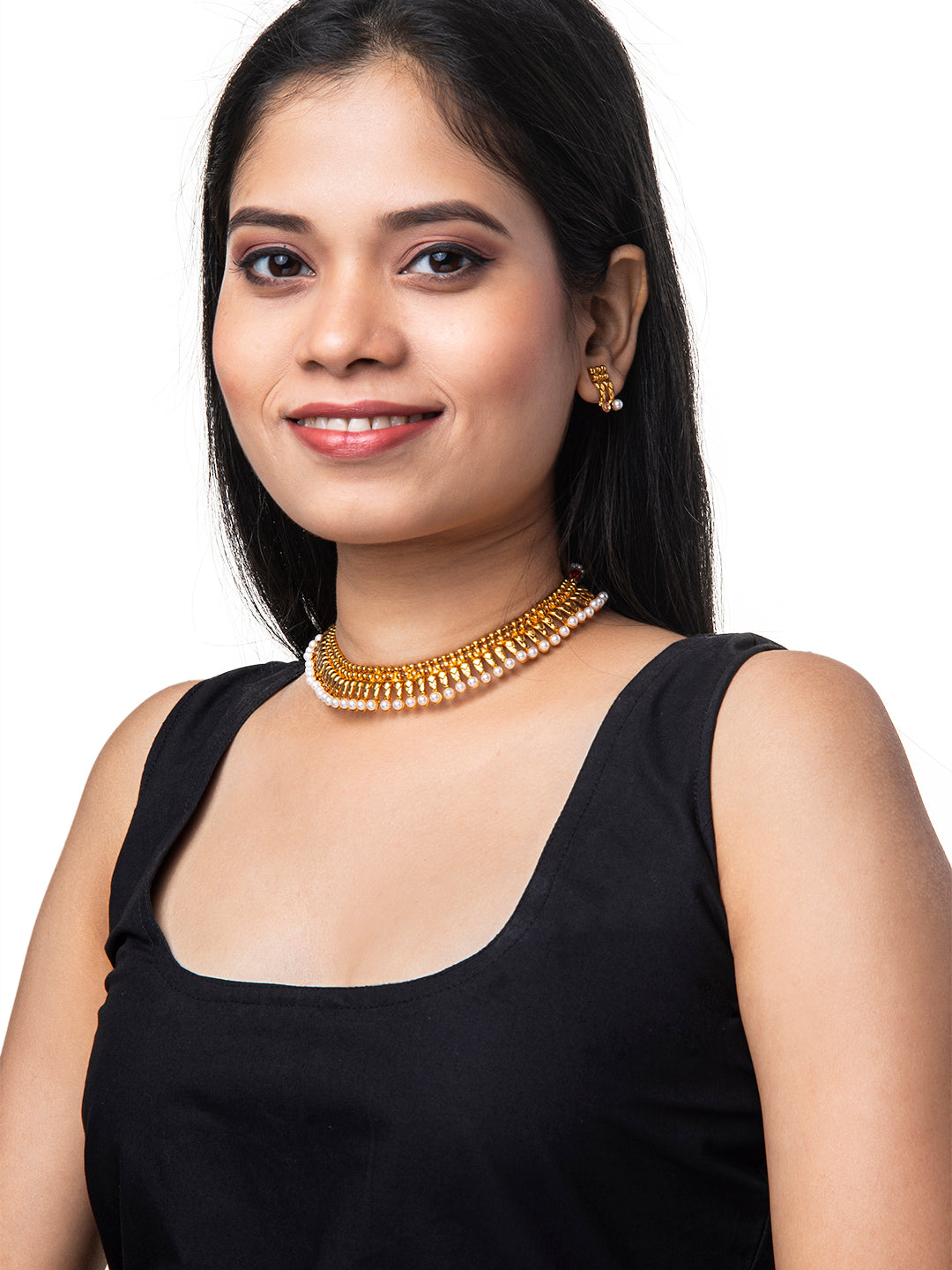 Shining Jewel Antique Gold Plated Classic Traditional Jewellery Necklace Set For Girls & Women (SJ_2985)