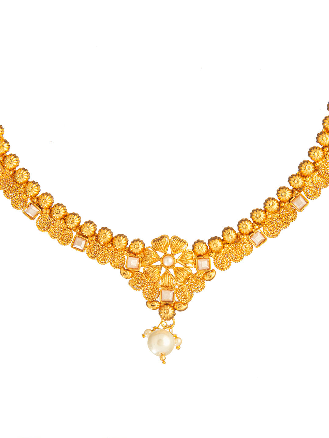 Shining Jewel Antique Gold Plated Classic Traditional Jewellery Necklace Set For Girls & Women (SJ_2986)