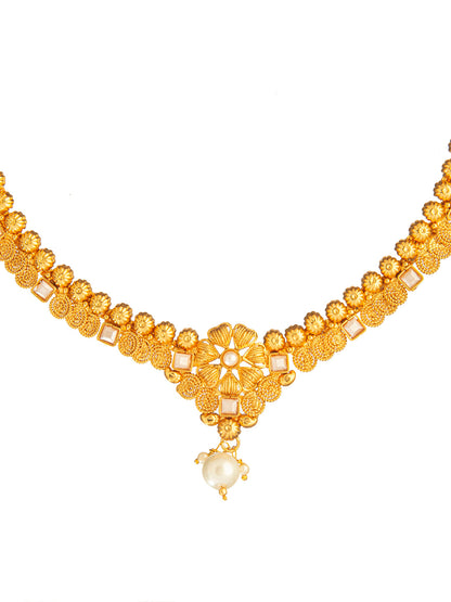 Shining Jewel Antique Gold Plated Classic Traditional Jewellery Necklace Set For Girls & Women (SJ_2986)