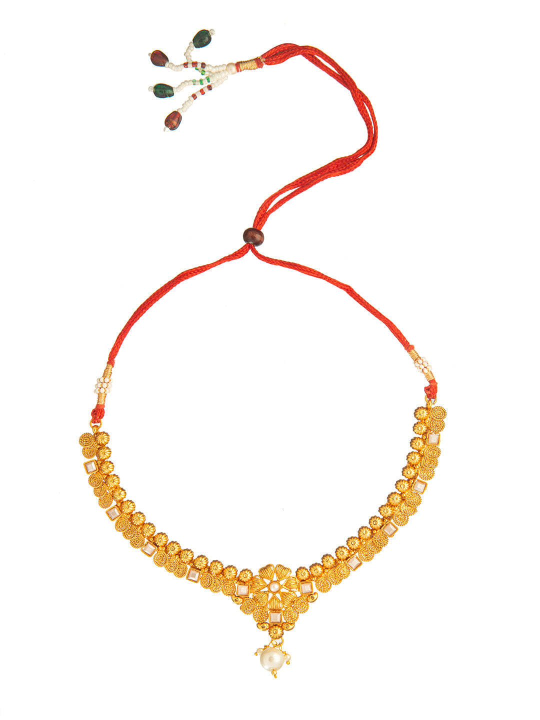 Shining Jewel Antique Gold Plated Classic Traditional Jewellery Necklace Set For Girls & Women (SJ_2986)