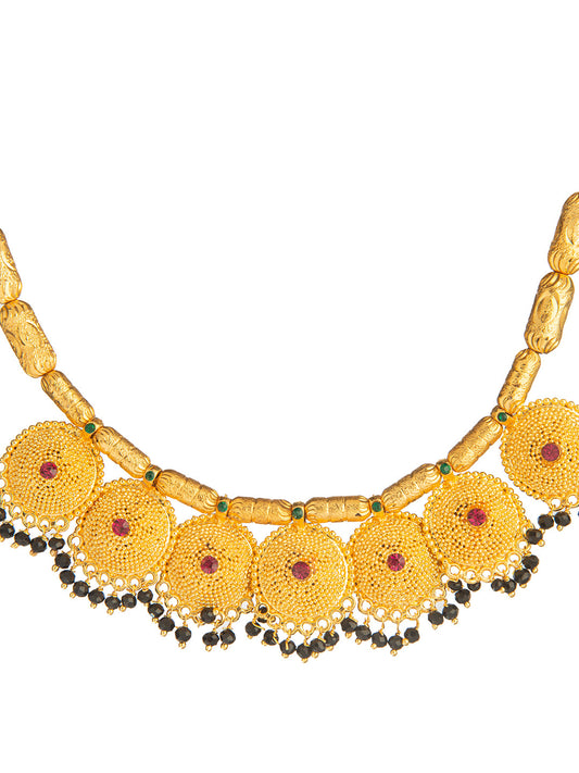 Shining Jewel Antique Gold Traditional Mangalsutra Thushi Necklace Set With Earrings For Women (SJ_2987)