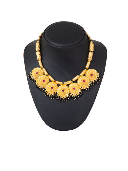 Shining Jewel Antique Gold Traditional Mangalsutra Thushi Necklace Set With Earrings For Women (SJ_2987)