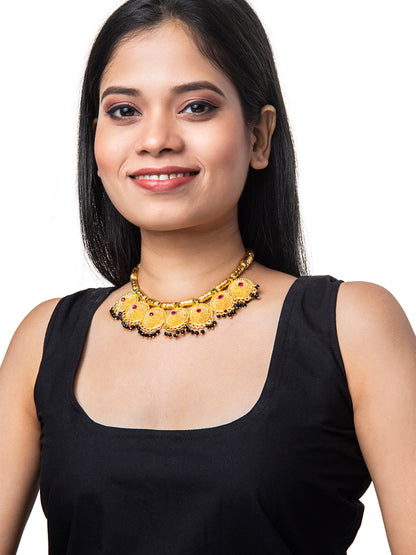 Shining Jewel Antique Gold Traditional Mangalsutra Thushi Necklace Set With Earrings For Women (SJ_2987)