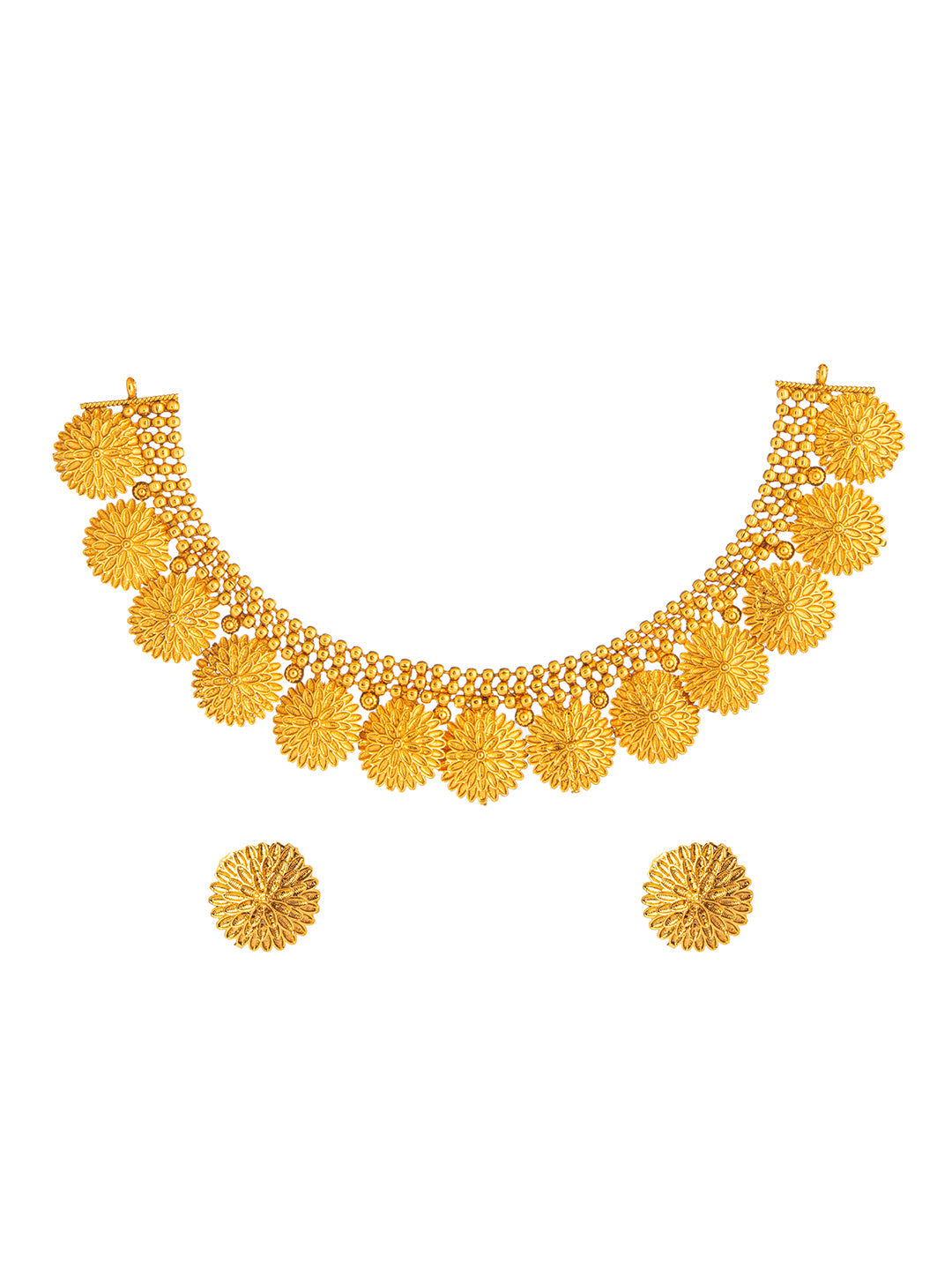 Shining Jewel Handcrafted Antique Gold Plated Temple Jewellery Necklace With Matching Earring For Women (SJ_2988)