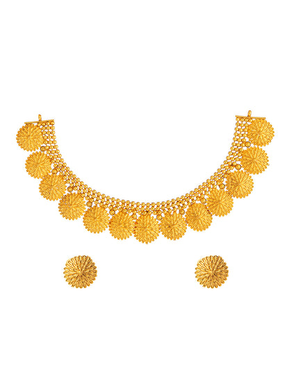 Shining Jewel Handcrafted Antique Gold Plated Temple Jewellery Necklace With Matching Earring For Women (SJ_2988)