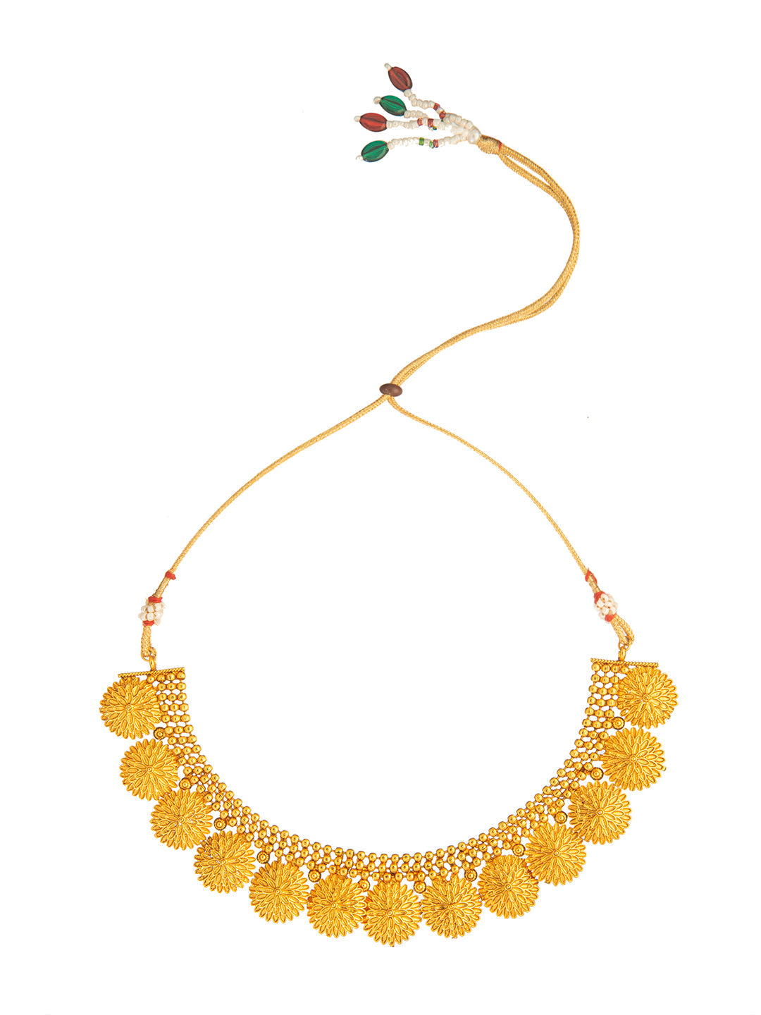 Shining Jewel Handcrafted Antique Gold Plated Temple Jewellery Necklace With Matching Earring For Women (SJ_2988)