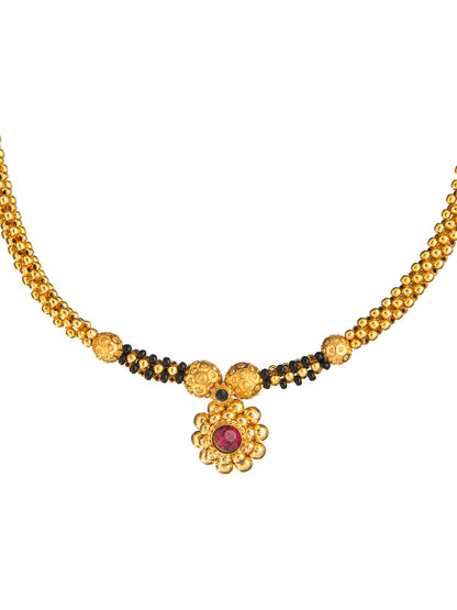 Shining Jewel Gold Plated Traditional Mangalsutra Thushi Necklace For Women & Girls (SJ_2992)