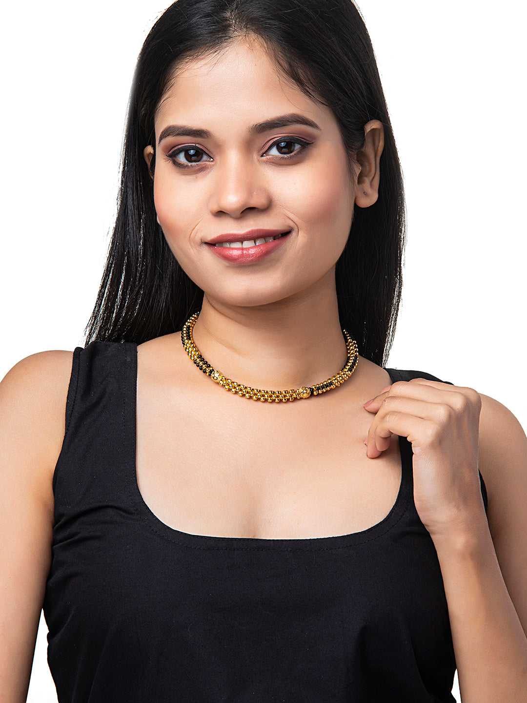 Shining Jewel Gold Plated Traditional Mangalsutra Thushi Necklace For Women & Girls (SJ_2993)
