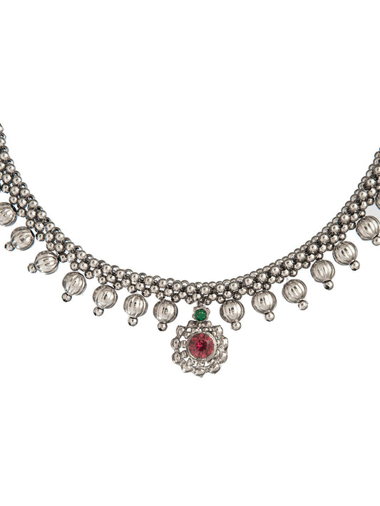 Shining Jewel Silver Oxidised Traditional Mangalsutra Thushi Necklace For Women & Girls (SJ_2994)