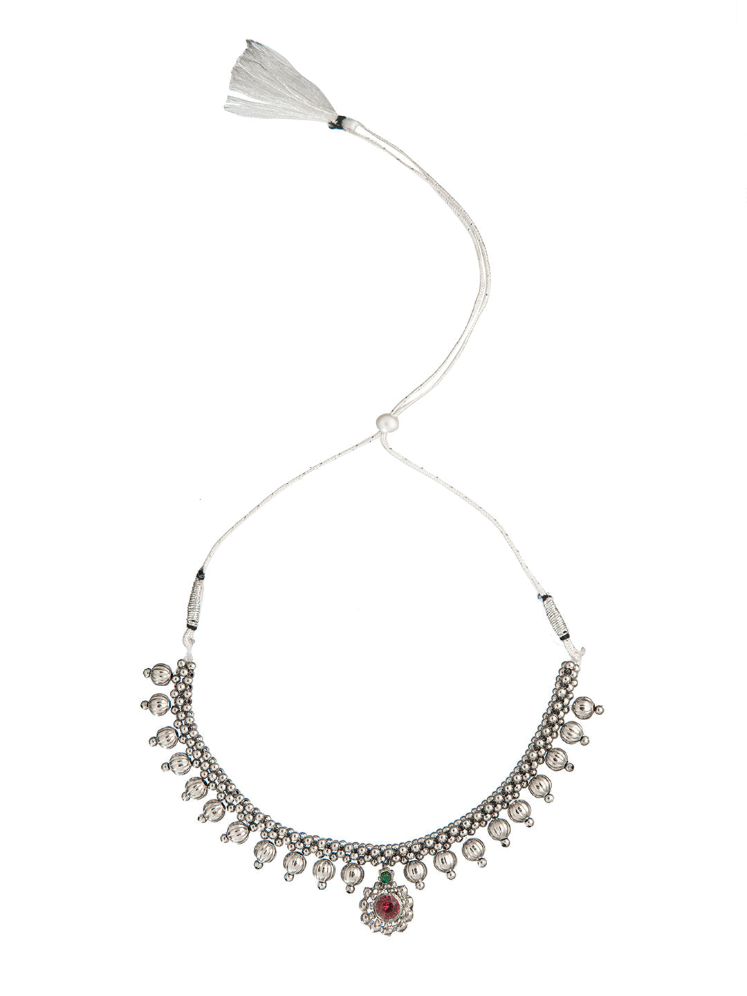Shining Jewel Silver Oxidised Traditional Mangalsutra Thushi Necklace For Women & Girls (SJ_2994)