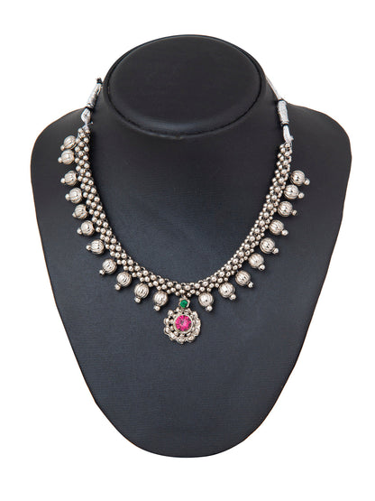 Shining Jewel Silver Oxidised Traditional Mangalsutra Thushi Necklace For Women & Girls (SJ_2994)