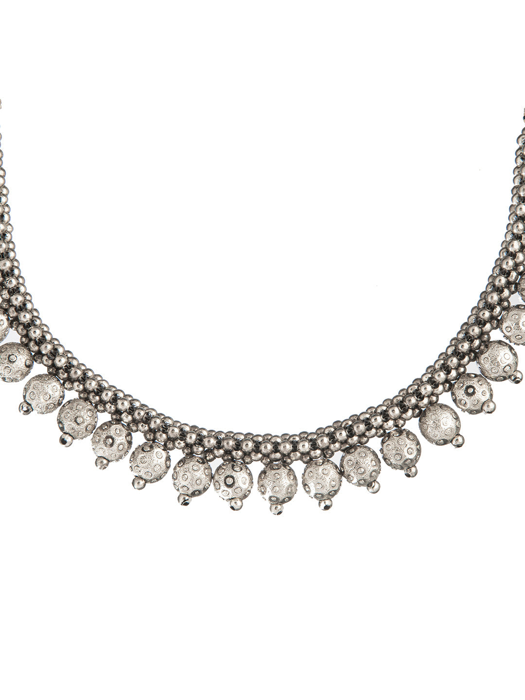 Shining Jewel Silver Oxidised Traditional Mangalsutra Thushi Necklace For Women & Girls (SJ_2995)