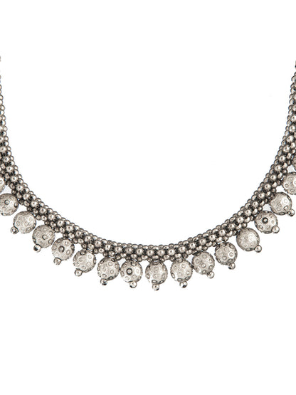 Shining Jewel Silver Oxidised Traditional Mangalsutra Thushi Necklace For Women & Girls (SJ_2995)