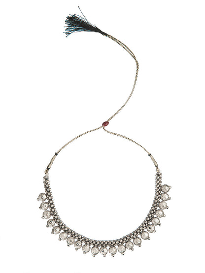 Shining Jewel Silver Oxidised Traditional Mangalsutra Thushi Necklace For Women & Girls (SJ_2995)