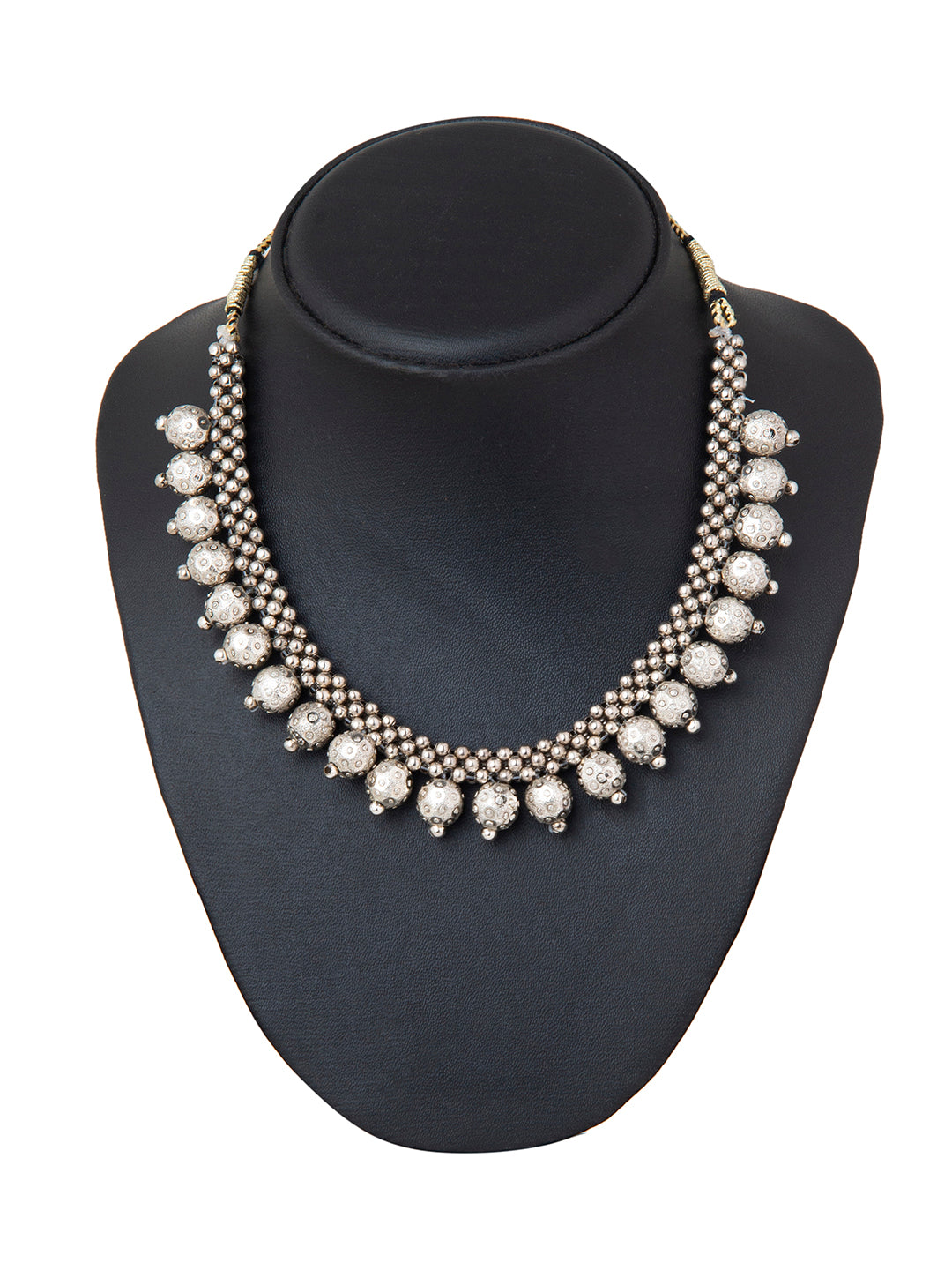 Shining Jewel Silver Oxidised Traditional Mangalsutra Thushi Necklace For Women & Girls (SJ_2995)