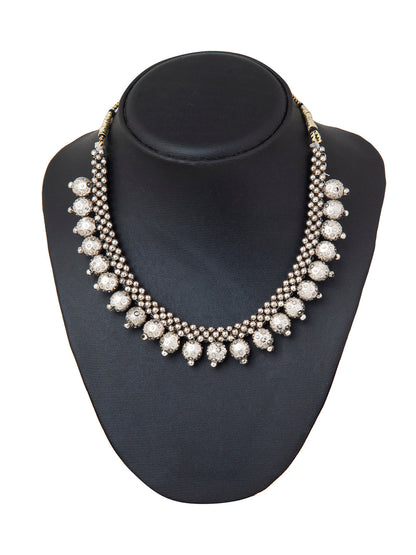 Shining Jewel Silver Oxidised Traditional Mangalsutra Thushi Necklace For Women & Girls (SJ_2995)