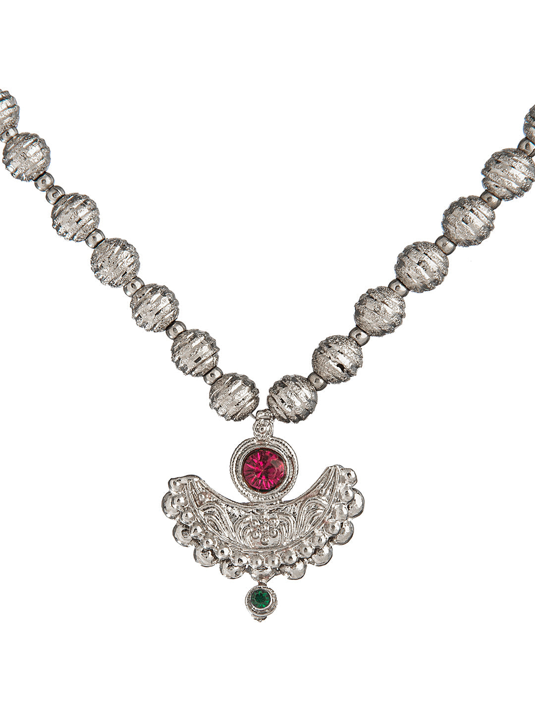 Shining Jewel Silver Oxidised Traditional Mangalsutra Thushi Necklace For Women & Girls (SJ_2997)