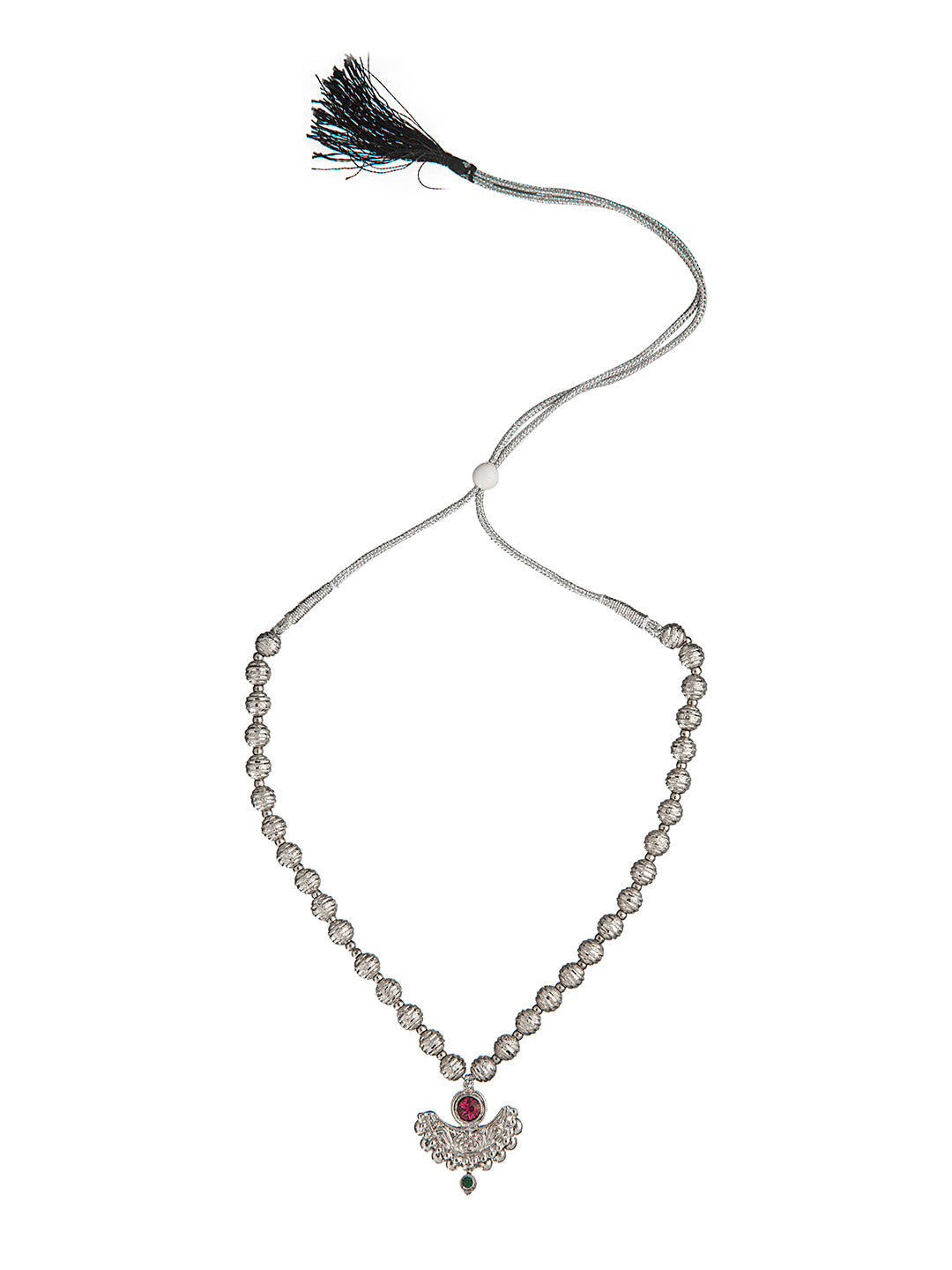 Shining Jewel Silver Oxidised Traditional Mangalsutra Thushi Necklace For Women & Girls (SJ_2997)
