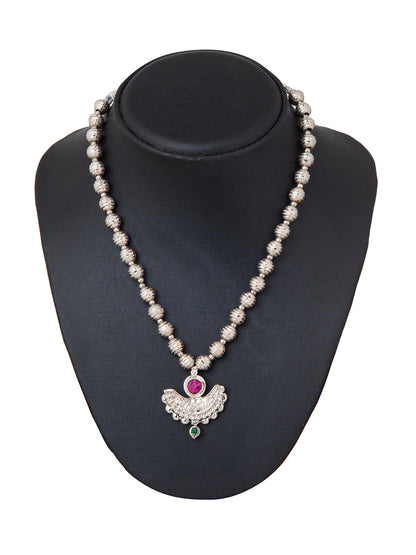 Shining Jewel Silver Oxidised Traditional Mangalsutra Thushi Necklace For Women & Girls (SJ_2997)