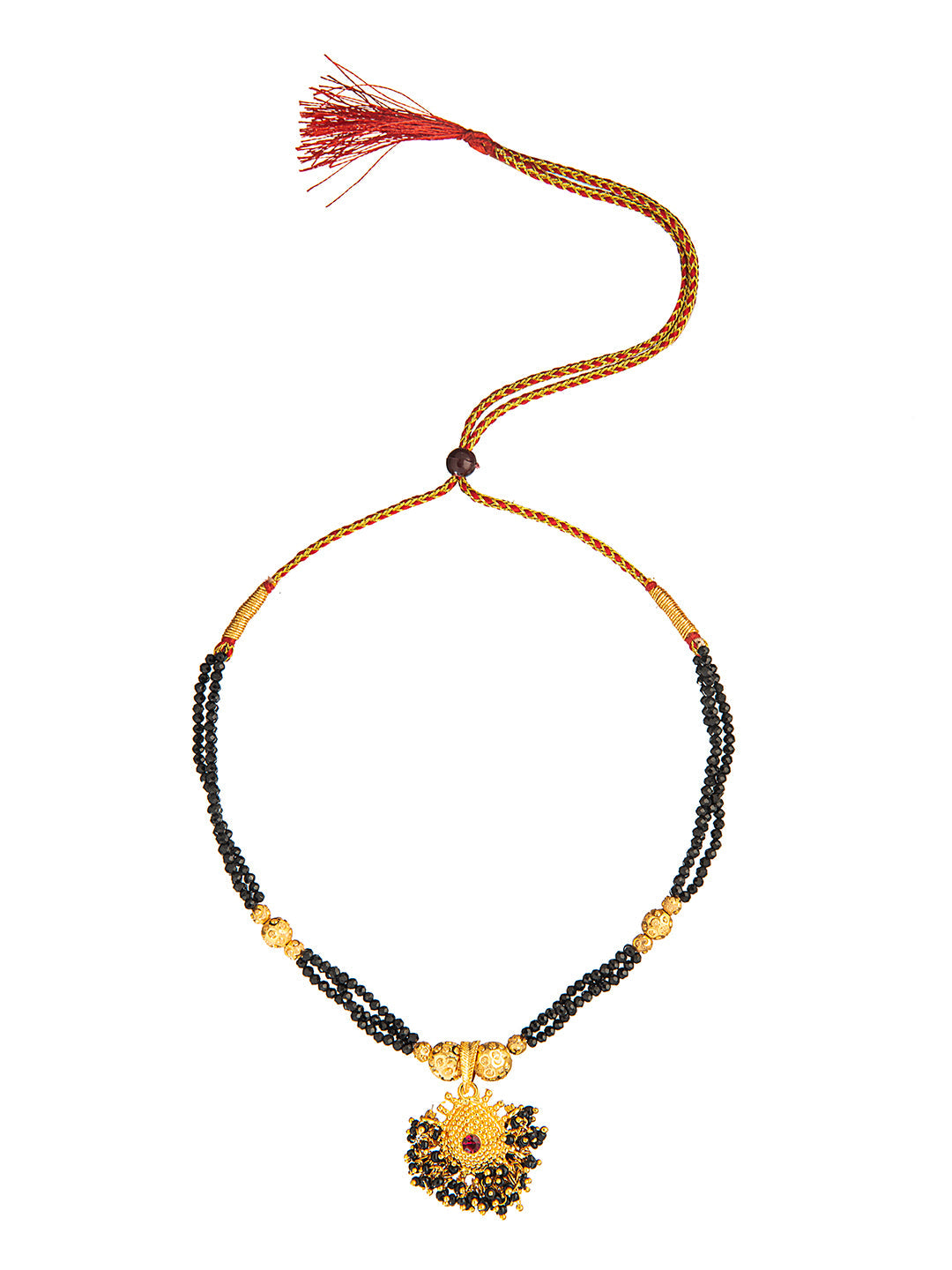 Shining Jewel Gold Plated Traditional Black Beads Mangalsutra Thushi Necklace For Women & Girls (SJ_2998_BK)