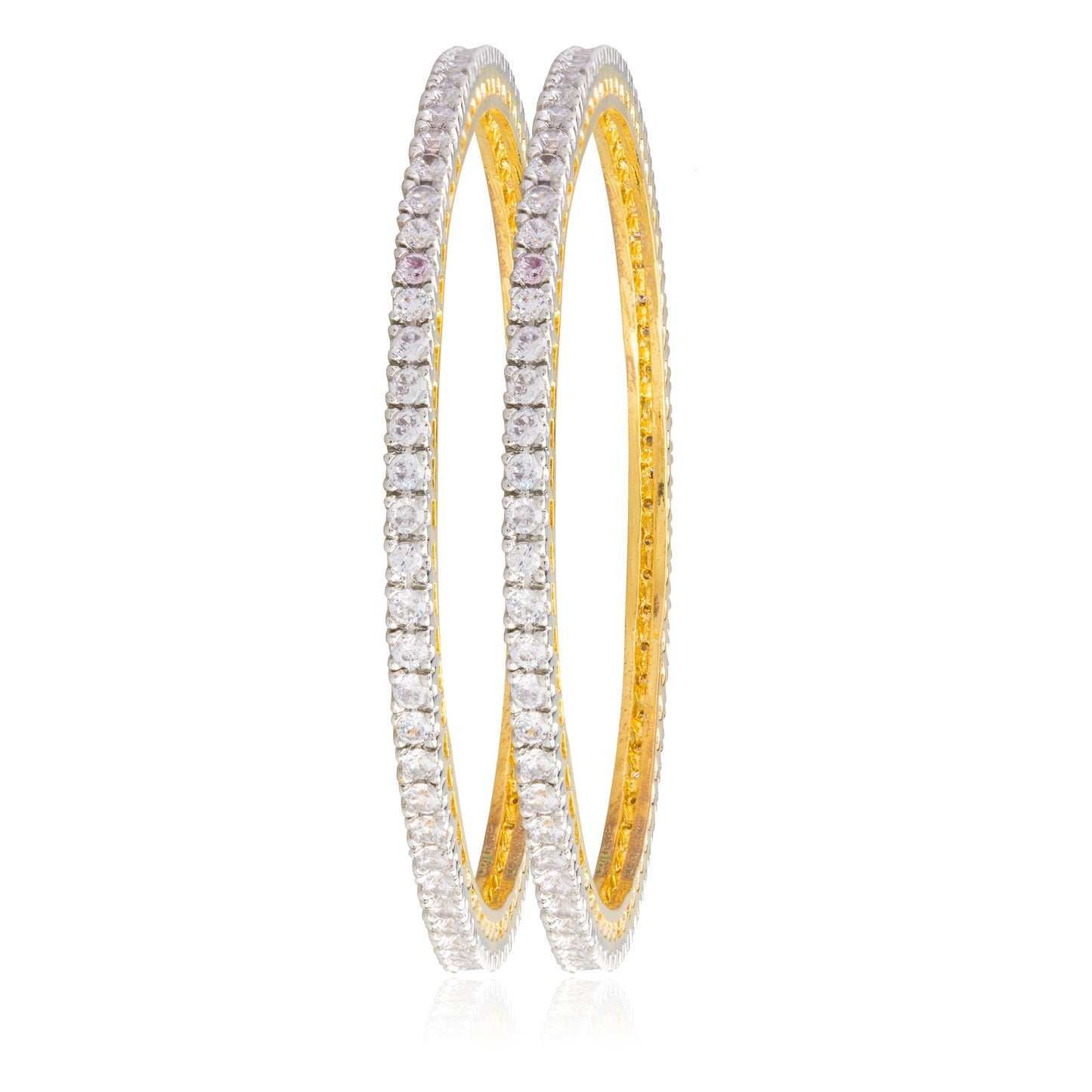 24K Gold Plated Solitaire Bangles For Women (SJ_3001) - Shining Jewel