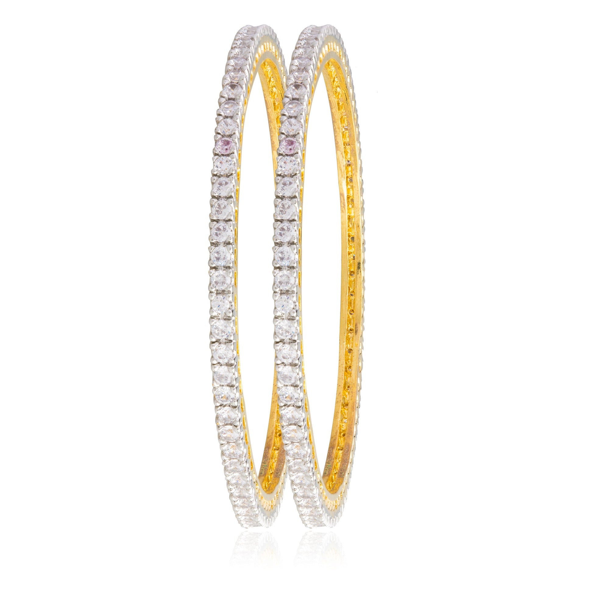 24K Gold Plated Solitaire Bangles For Women (SJ_3001) - Shining Jewel